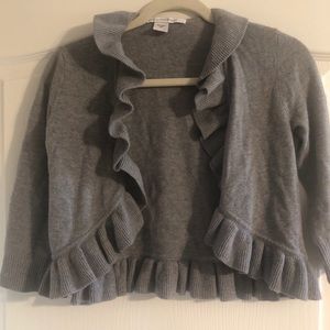DVF Diane von Furstenberg Gray Ruffle Cardigan P